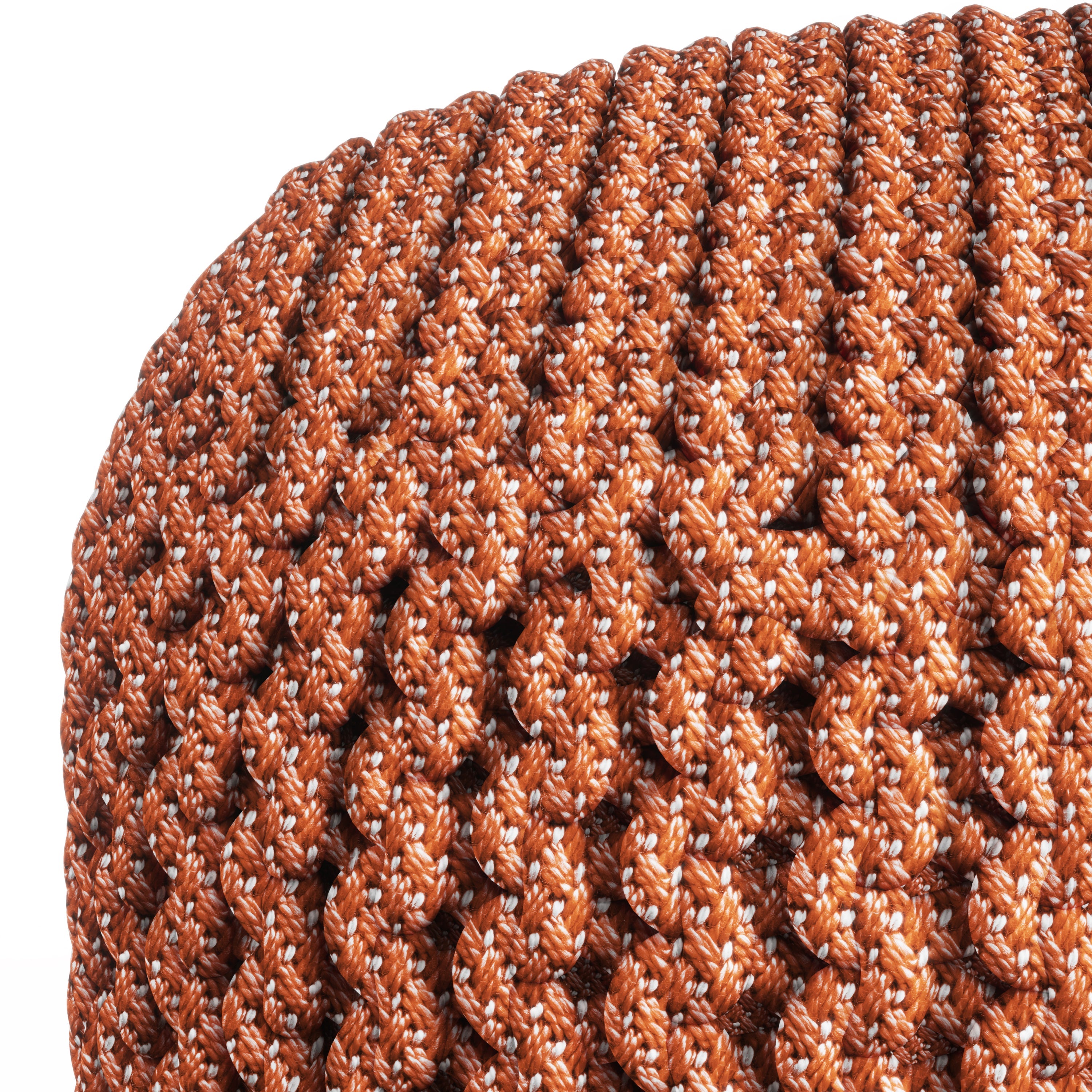 Wynne Orange Round Knitted Outdoor Pouf