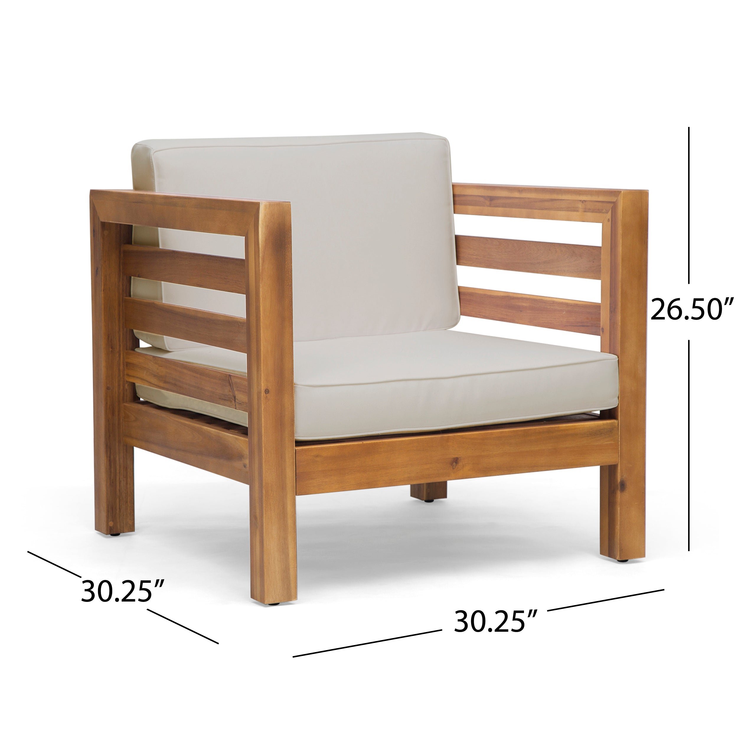Oana Outdoor Acacia Wood Club Chair with Cushion