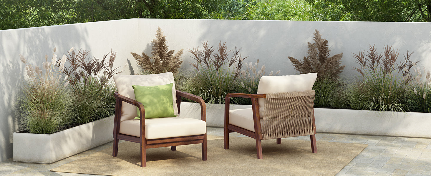 Calder Outdoor Lounge Chair with Woven Backrest
