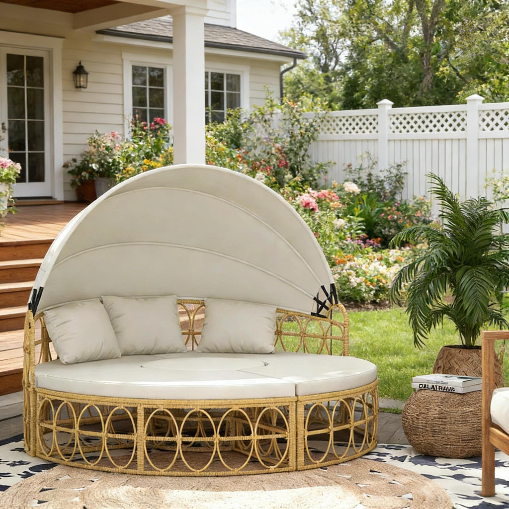 Round Outdoor Daybed with Canopy