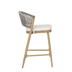 Outdoor Metal Frame Stools with Scallop-Shaped Backrest & Water-Resistant Cushions, Set of 2
