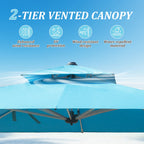 9' Aluminum Cantilever Tilt Patio Umbrella with Center Pole, Base Not Included