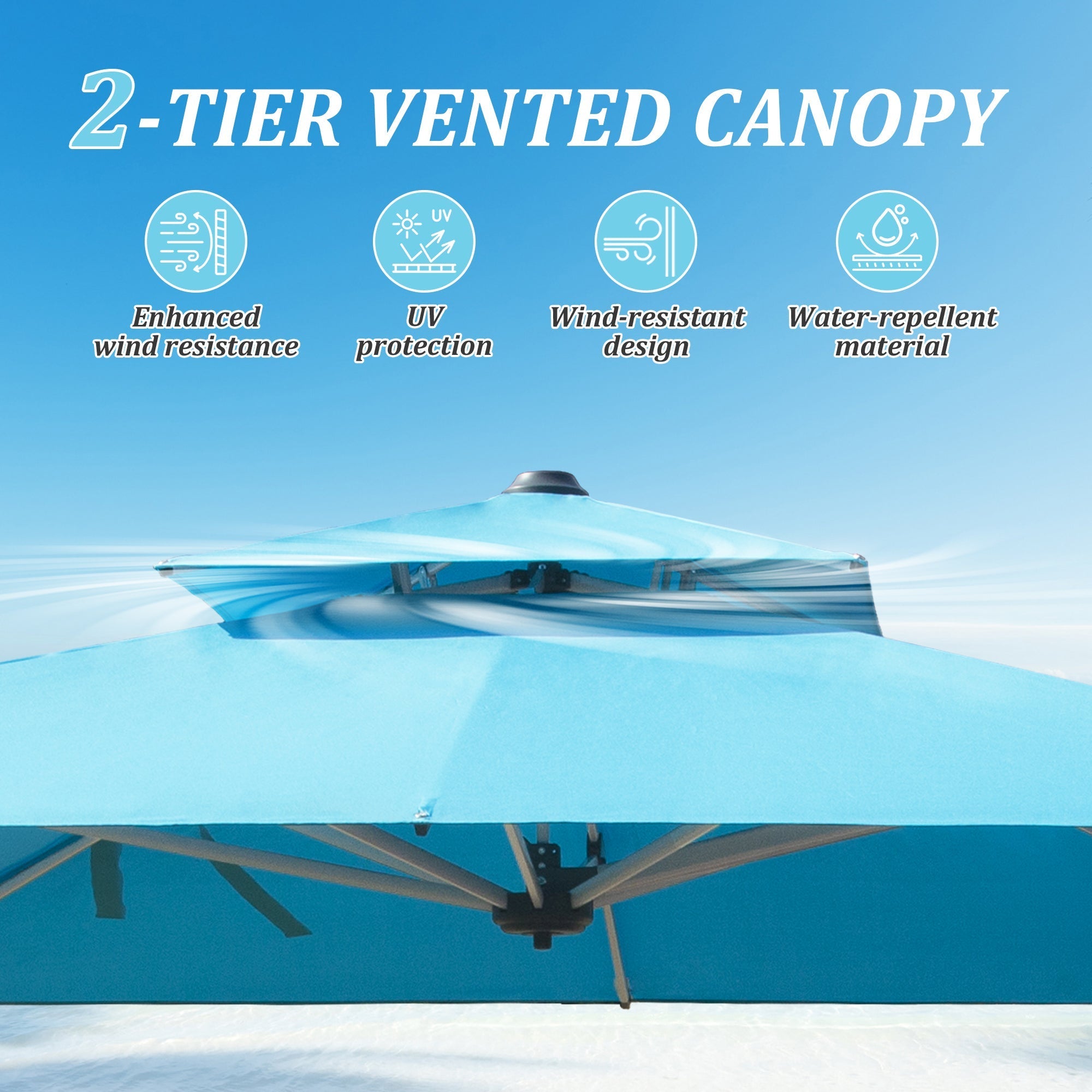 9' Aluminum Cantilever Tilt Patio Umbrella with Center Pole, Base Not Included