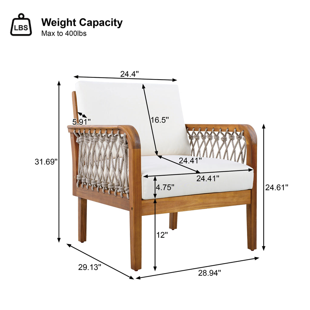 Millie Outdoor Acacia Wood Club Chair