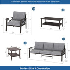 Marisol 5 Piece Metal Patio Furniture Set with 3 Seater Sofa