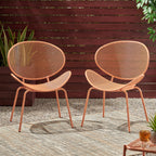 Outdoor Iron Chair with Tapered Legs and Wing Design, Set of 2