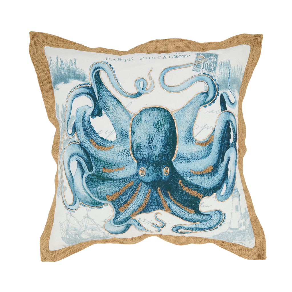 Vibrant Outdoor Octopus Polyester Filled Throw Pillow