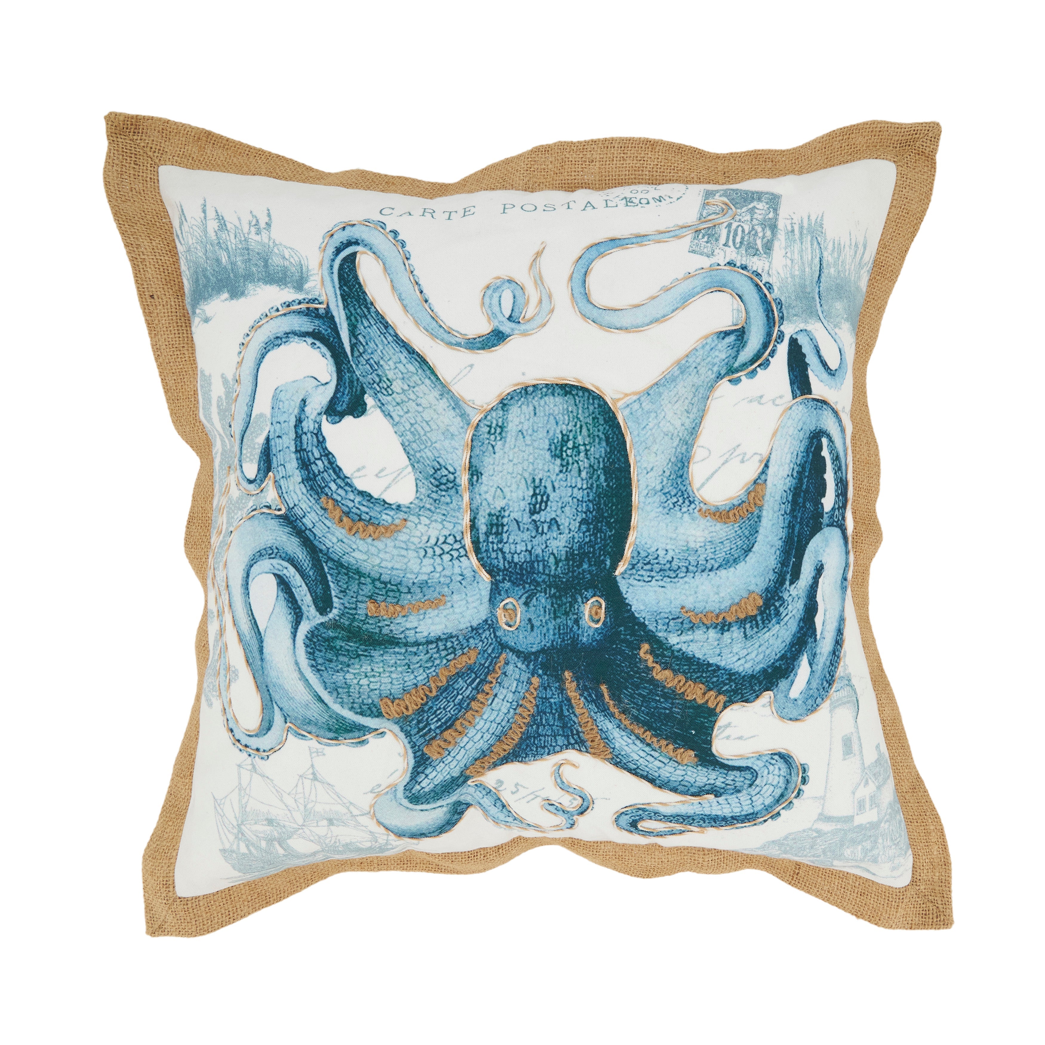 Vibrant Outdoor Octopus Polyester Filled Throw Pillow