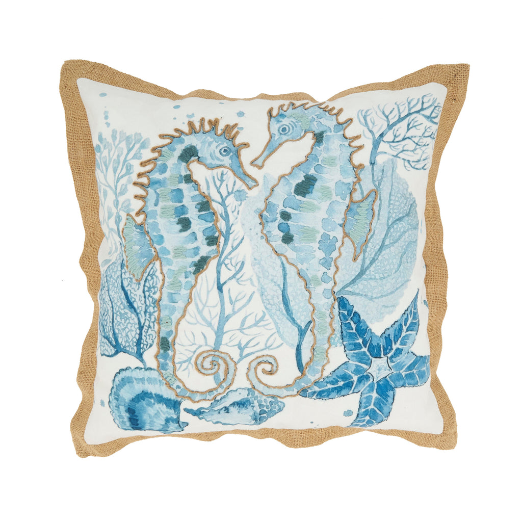 Charming Outdoor Sea Horse Polyester Filled Throw Pillow