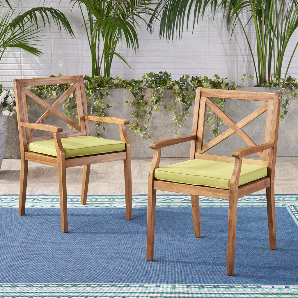 Perla Outdoor Dining Chairs with Cushions, Set of 2