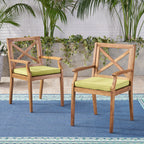 Perla Outdoor Dining Chairs with Cushions, Set of 2