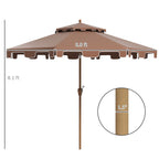 9' Double Top Ruffled Patio Umbrella with Push Button Tilt and Crank