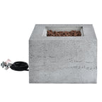 Outdoor Square Fire Pit with Steel Burner, Lava Rocks and Cover