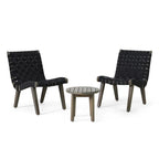 Rhythmus 3-Piece Outdoor Chat Set with 2 Curved Chairs Design and Slatted Table Top