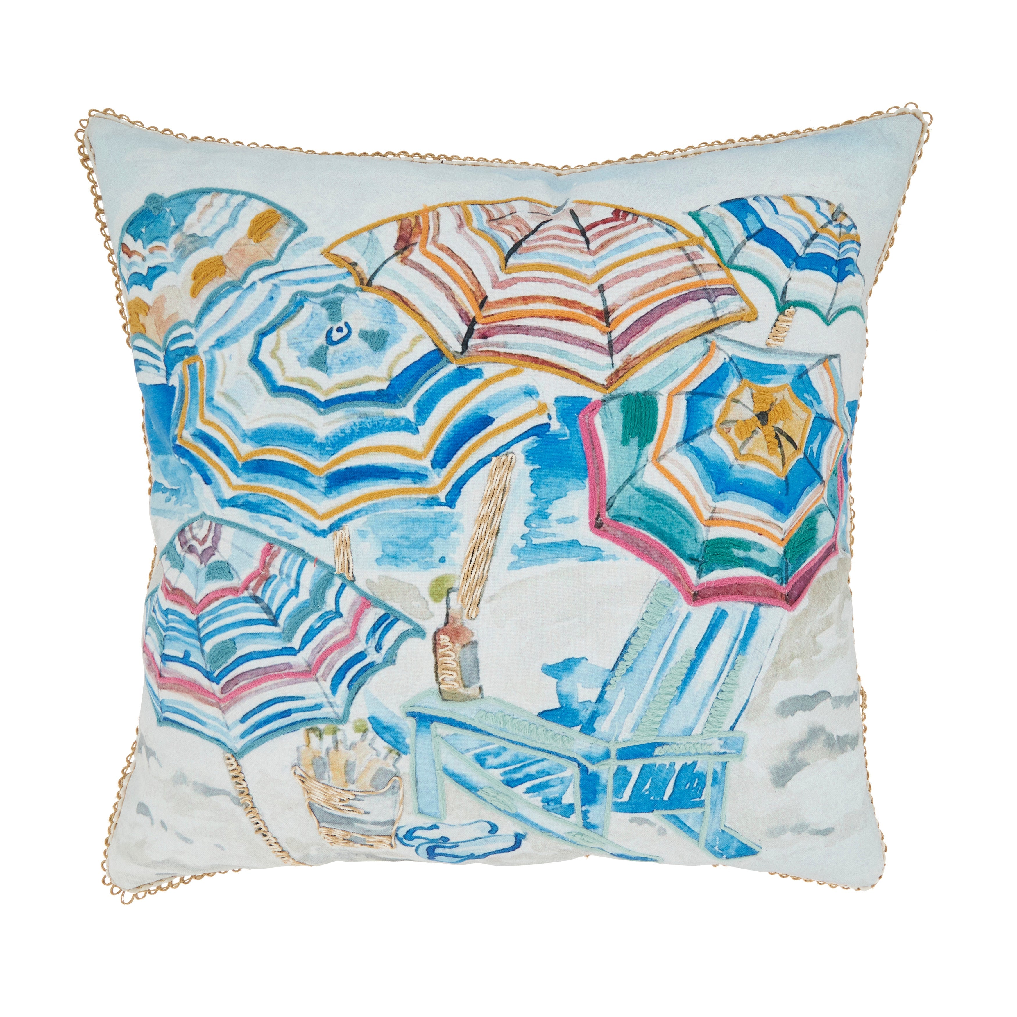 Vibrant Outdoor Beach Umbrellas Polyester Filled Throw Pillow