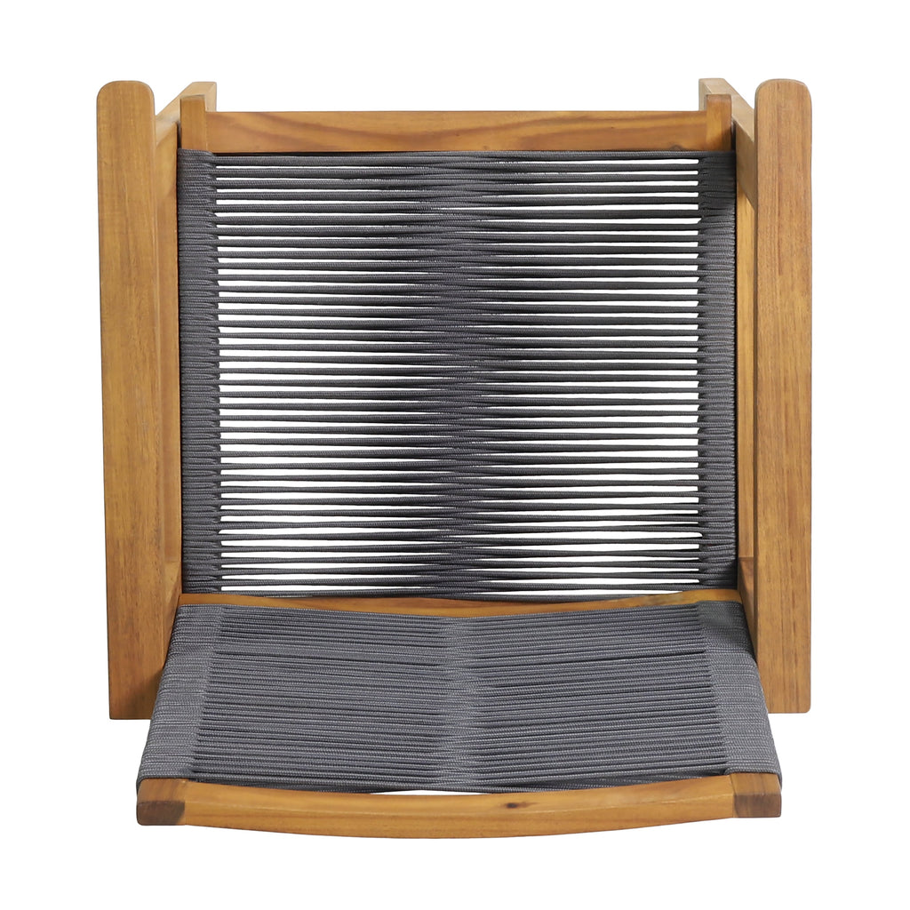 Outdoor Dining Chair with Rope Weave Design and Wooden Frame, Set of 2