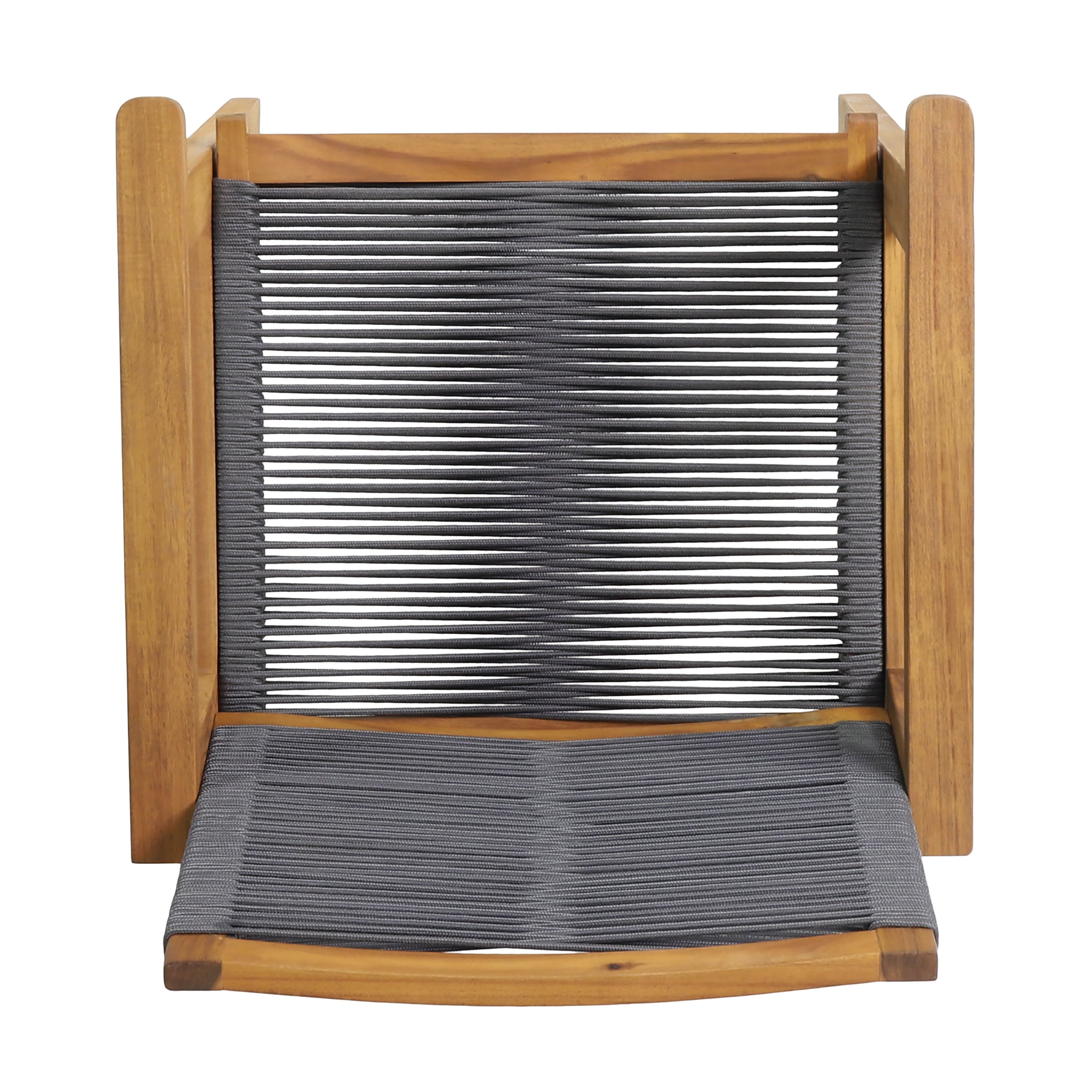 Outdoor Dining Chair with Rope Weave Design and Wooden Frame, Set of 2
