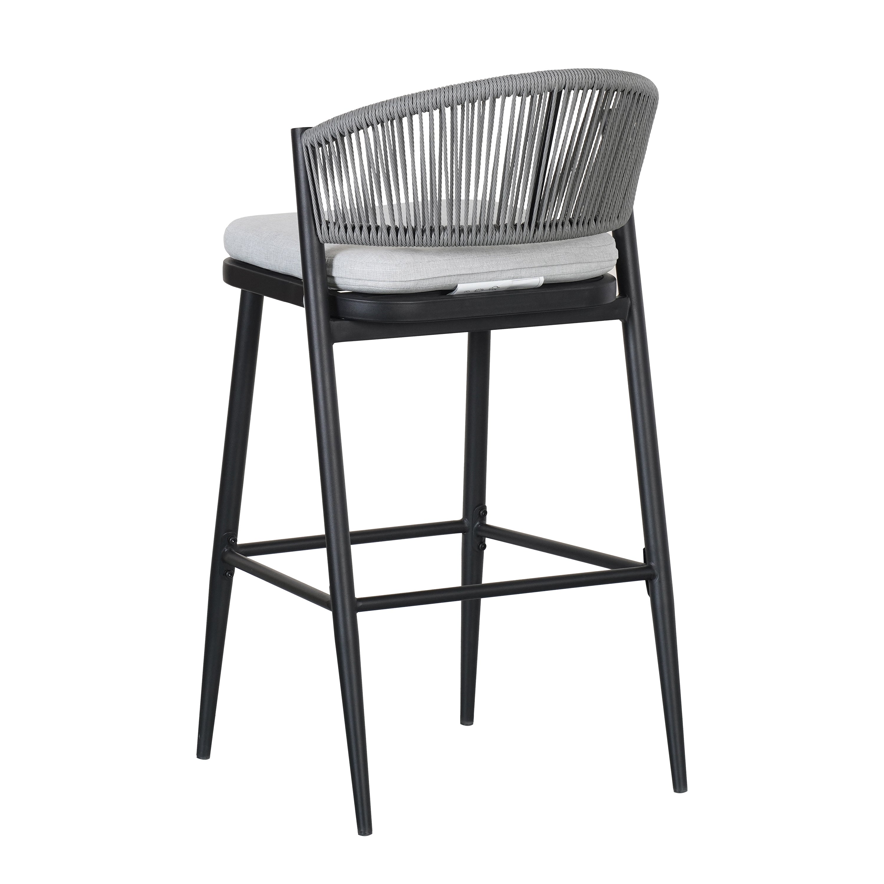 Outdoor Metal Frame Stools with Scallop-Shaped Backrest & Water-Resistant Cushions, Set of 2