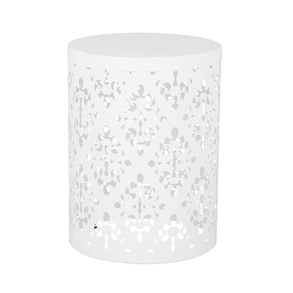 Refinery 2-Piece Outdoor End Table Set with Floral Patten and Iron Cut Design