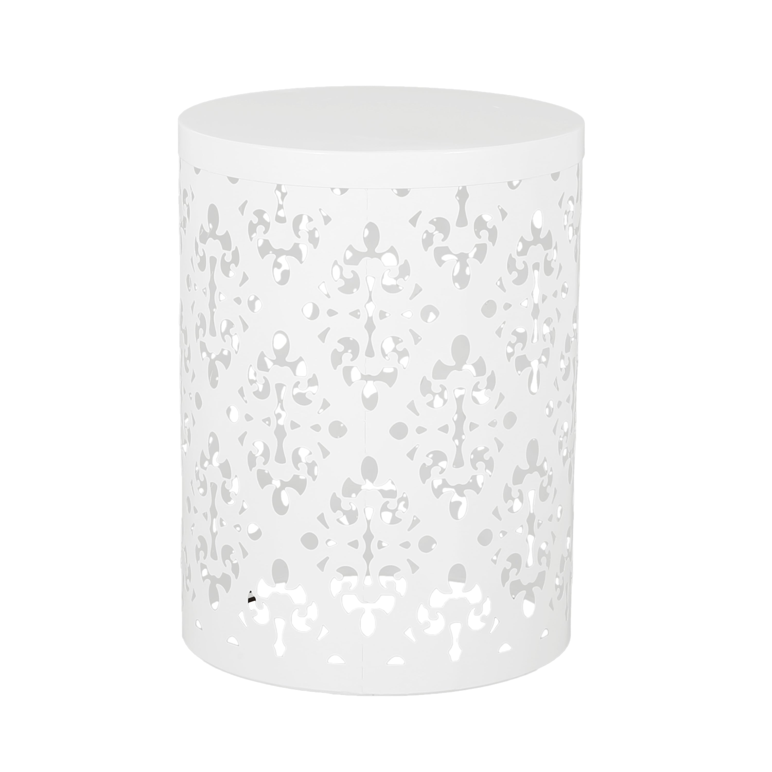 Refinery 2-Piece Outdoor End Table Set with Floral Patten and Iron Cut Design