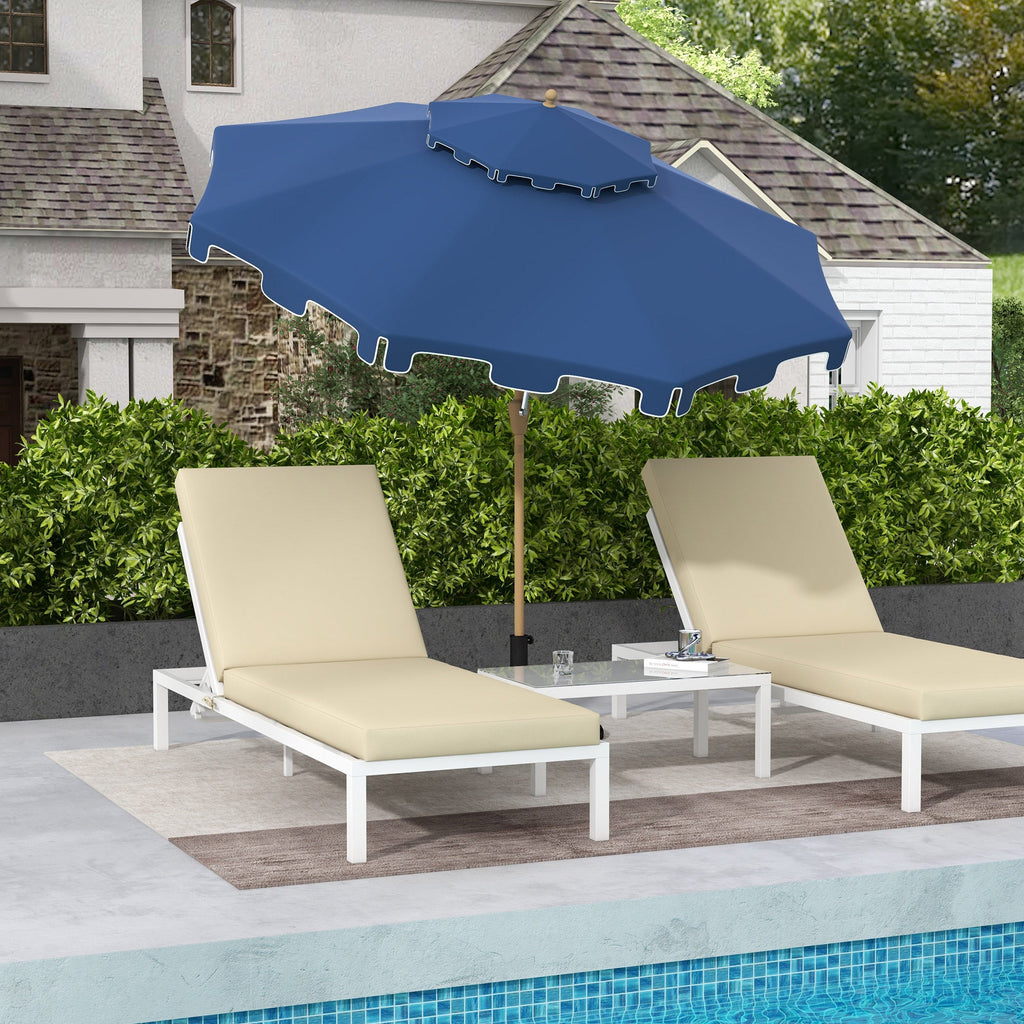 9' Double Top Ruffled Patio Umbrella with Push Button Tilt and Crank