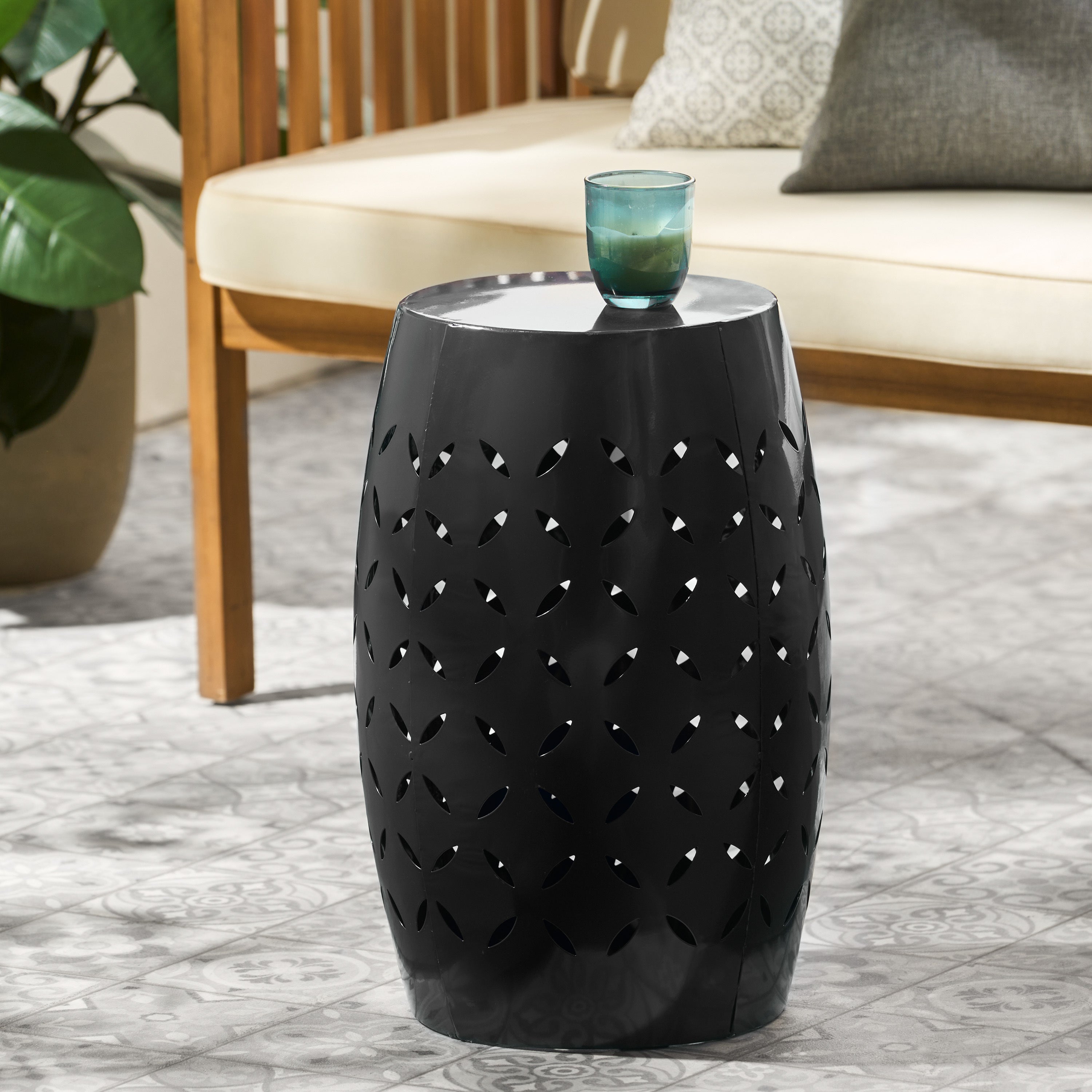 Lilac Outdoor Metal Cutout Accent Table