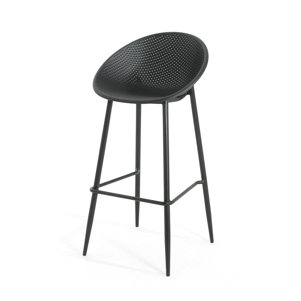 Rhodochrosite Outdoor Bar Stool with Diamond Mesh Pattern and Footrest, Set of 2