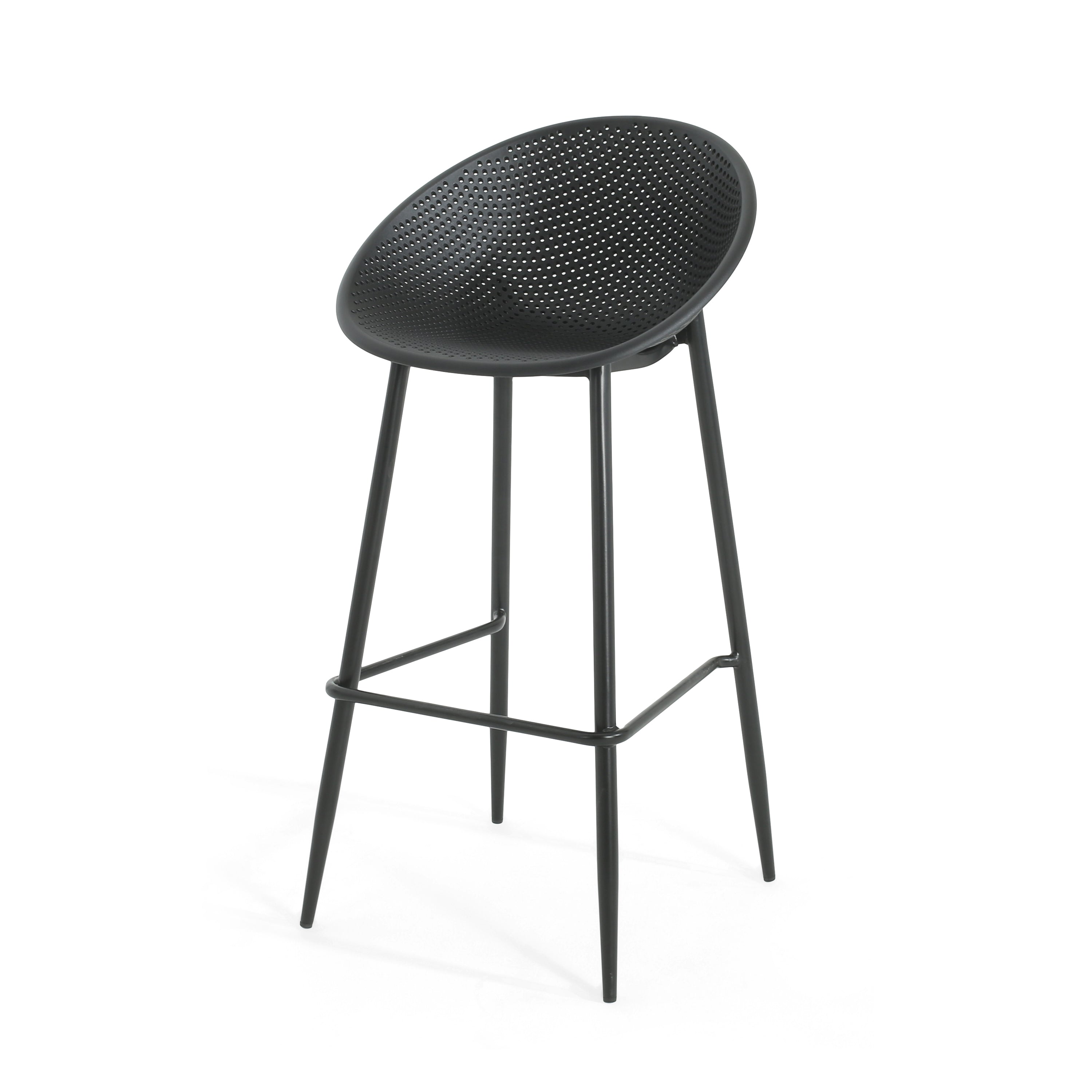 Rhodochrosite Outdoor Bar Stool with Diamond Mesh Pattern and Footrest, Set of 2