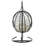 Folding Hanging Swinging Egg Chair with Stand & Tufted Cushion