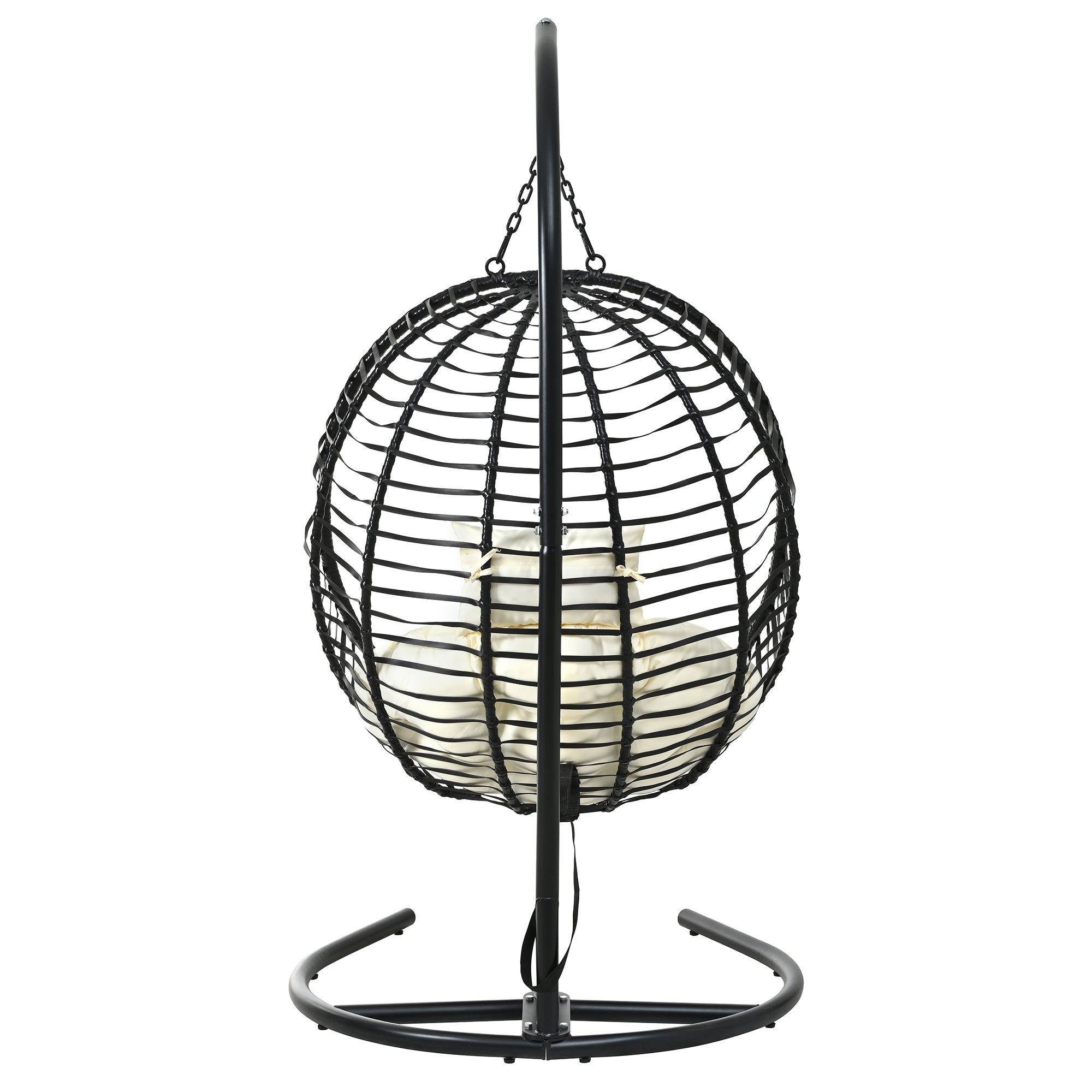 Folding Hanging Swinging Egg Chair with Stand & Tufted Cushion