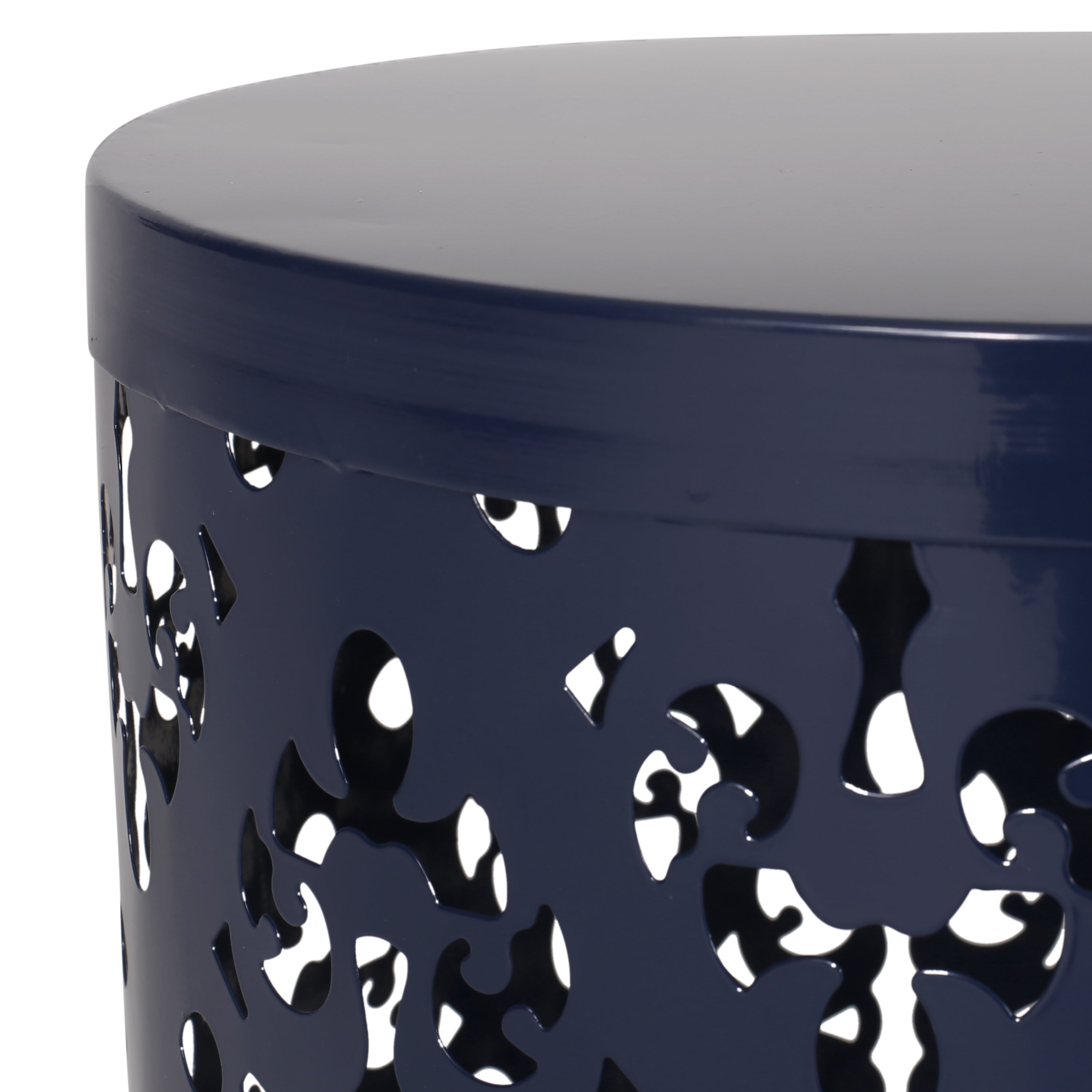 Refinery 2-Piece Outdoor End Table Set with Floral Patten and Iron Cut Design