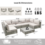 7-Piece Outdoor Wicker Sectional Sofa with Water Resistant Cushions and Coffee Table