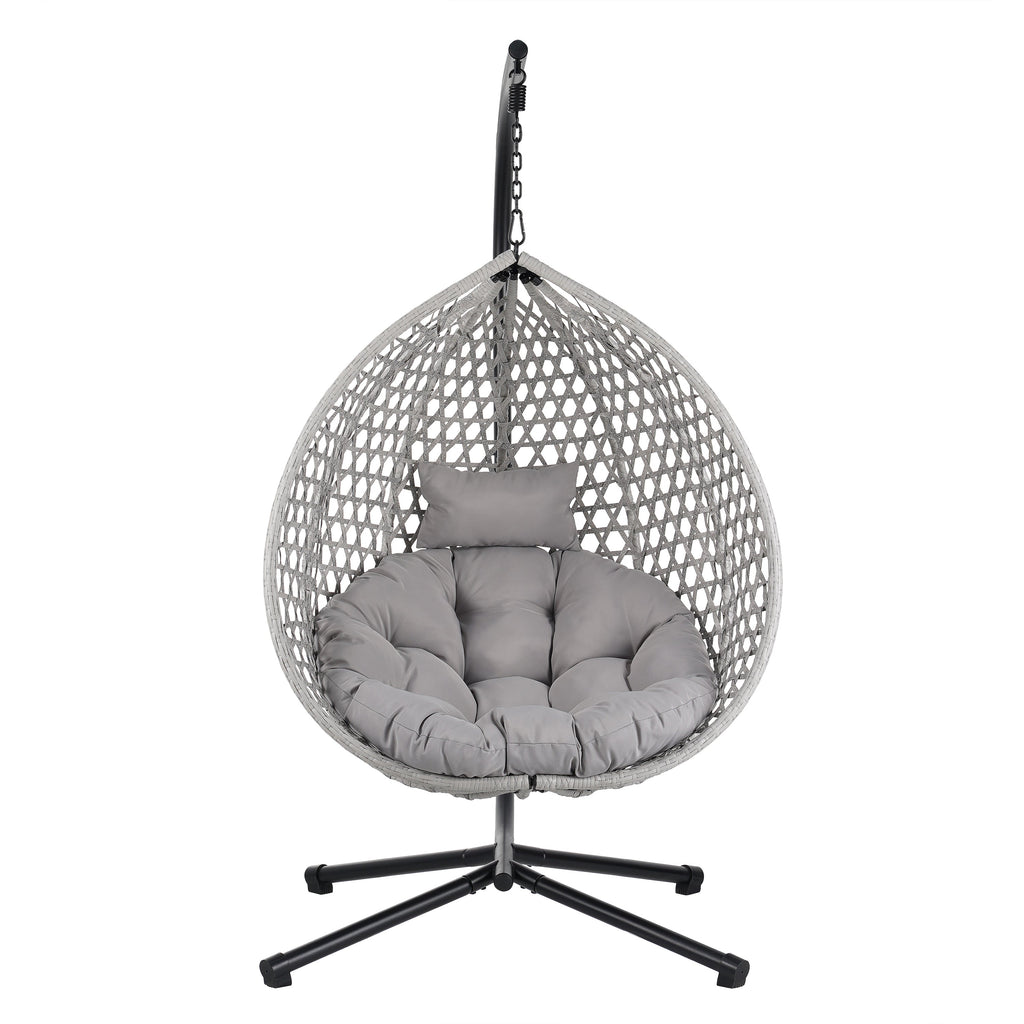 Hanging Swinging Egg Chair with Rattan Weaving, Base Included