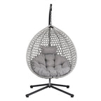 Hanging Swinging Egg Chair with Rattan Weaving, Base Included