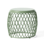 Coveted 19.75" Outdoor Cylindrical Iron Side Table with Lattice Design