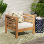 Oana Outdoor Acacia Wood Club Chair with Cushion