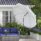 7' Nautical Stripe & Fringe Outdoor Patio Umbrella with Tilt