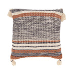 Color Band Fringed Outdoor Polyester Filled Throw Pillow