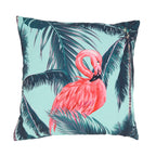 Tropical Flamingo and Palm Tree Outdoor Polyester Filled Throw Pillow