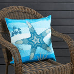 Outdoor Embroidered Starfish Polyester Filled Throw Pillow
