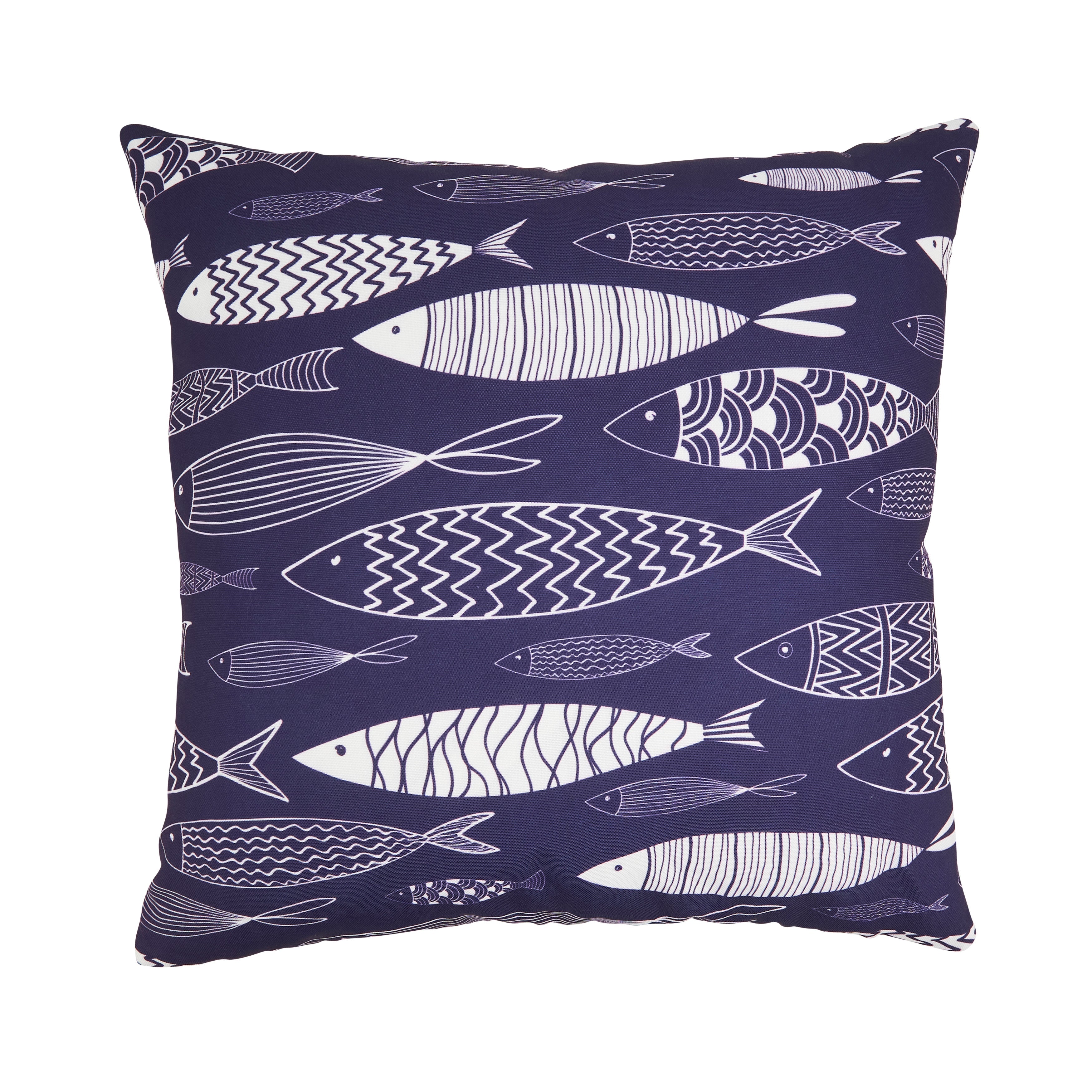 Whimsical School of Fish Outdoor Polyester Filled Throw Pillow