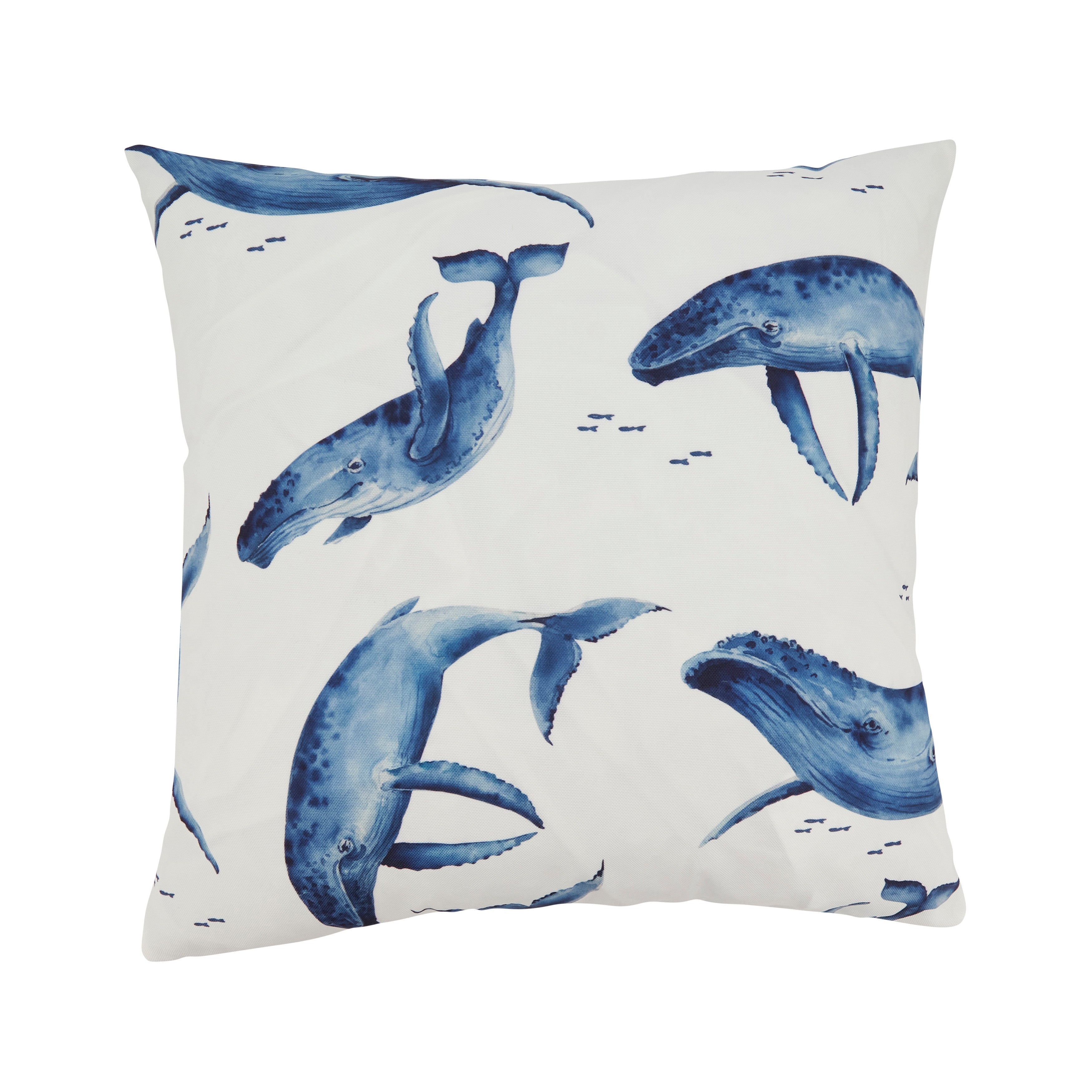 Playful Whales Outdoor Polyester Filled Throw Pillow