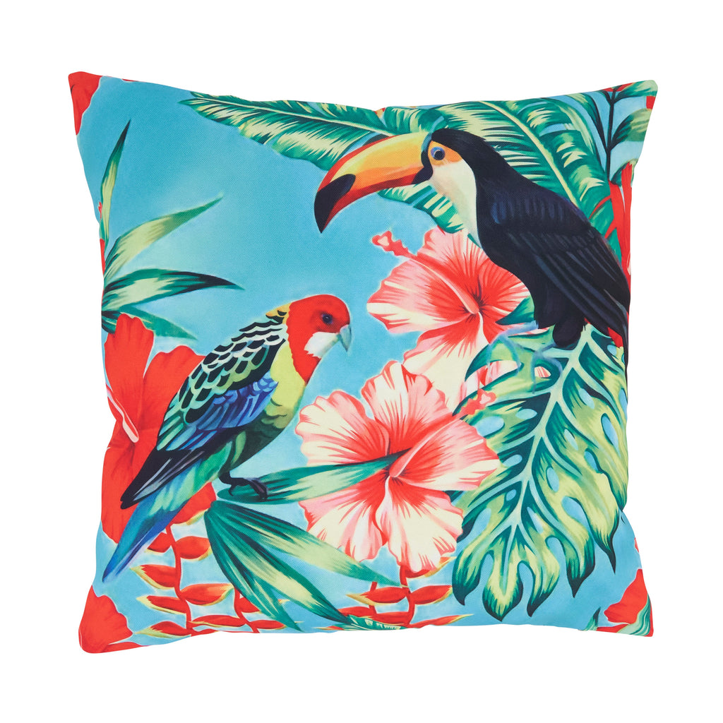 Vibrant Toucan Outdoor Polyester Filled Throw Pillow