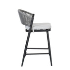 Outdoor Metal Frame Stools with Scallop-Shaped Backrest & Water-Resistant Cushions, Set of 2