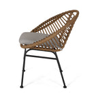 Cordella Outdoor Woven Wicker Chairs with Cushions, Set of 2