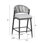 Outdoor Metal Frame Stools with Scallop-Shaped Backrest & Water-Resistant Cushions, Set of 2