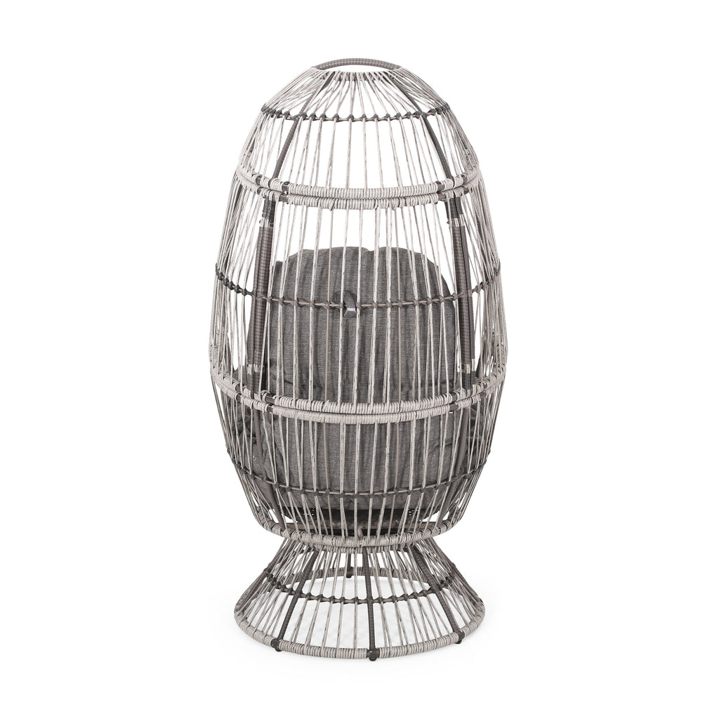 Lazulite Outdoor Egg Chair with Water-Resistant Cushion and Swivel Function