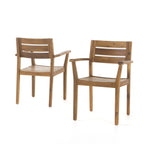 Stamford Outdoor Acacia Wood Dining Chairs, Set of 2