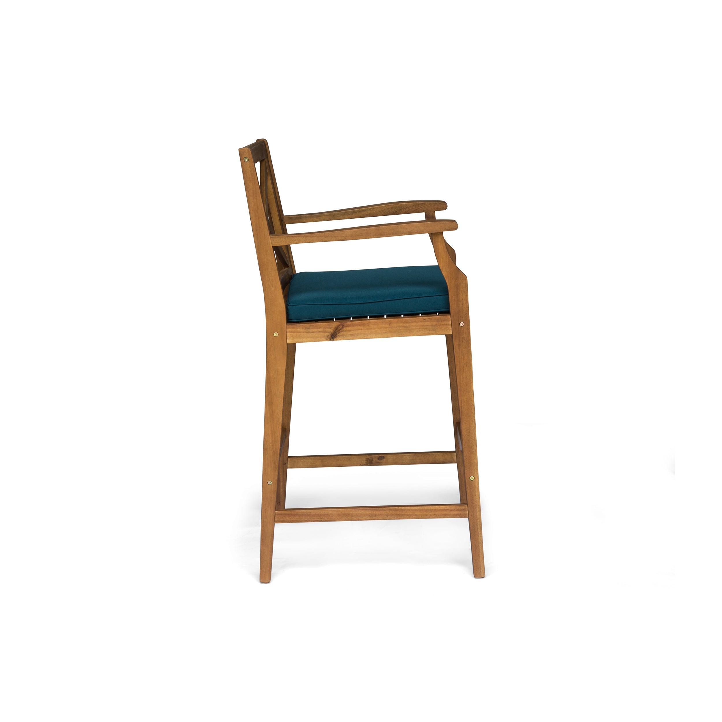 Perla Outdoor Acacia Wood Barstools, Set of 2