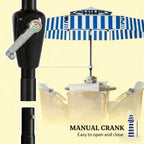 Bistro Stripe 2-Tier Vented Tiltable Patio Umbrella with Crank